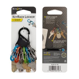 KEYRACK - S-BINER - BLACK STEEL BODY WITH 6 STRONG PLASTIC S-BINERS THAT LOCK