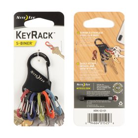 KEYRACK - S-BINER - BLACK STEEL BODY WITH 6 STRONG PLASTIC S-BINERS