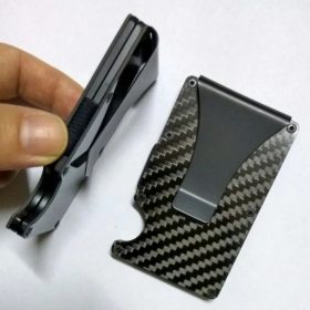 SLIM CARBON FIBRE WALLET WITH MONEY CLIP RFID