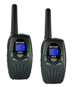 Zartek RX-8 two-way radio BASIC double pack (incl 2 x radios, 2 x belt clips) Hanging clear box