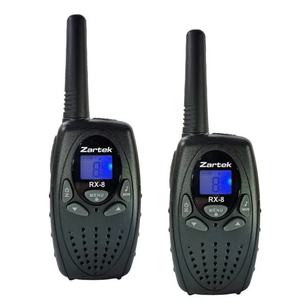 Zartek RX-8 two-way radio BASIC double pack (incl 2 x radios, 2 x belt clips) Hanging clear box