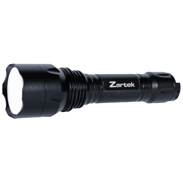 Zartek Extreme Bright Flashlight, LED, 900lm, HEAVY-DUTY, Aluminium, Tactical Back Switch, Rechargeable Li-ion Battery, Mains / Vehicle Charger, Pouch incl