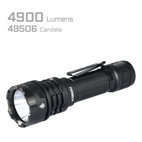 Acebeam P17 Tactical Flashlight- 4900 Lumen/445m (Powerful Dual-Switch Flashlight)- BLACK