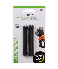 GEAR TIE REUSABLE RUBBER TWIST TIE 3 IN .- 4 PACK - BLACK