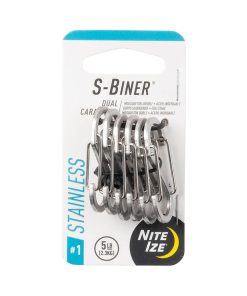S-BINER S/STEEL DOUBLE GATED CARABINER #1 - 6 PK - STAINLESS