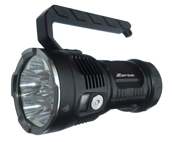 Zartek Extreme Bright Flashlight 12000 Lm,  6 x SST40 Luminus LED 120W, OLED Display, USB type-C Rechargeable, Aluminium, Mains plug in charger, 3 x battery 21700 5000mAH, Powerbank